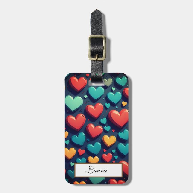 Colourful hearts, Valentine art  Luggage Tag (Front Vertical)