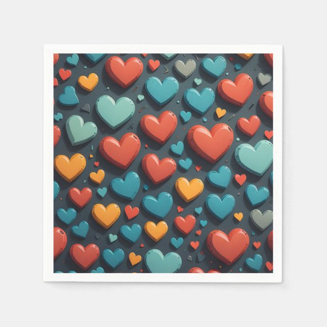 Colourful hearts, Valentine art  Napkin (Front)