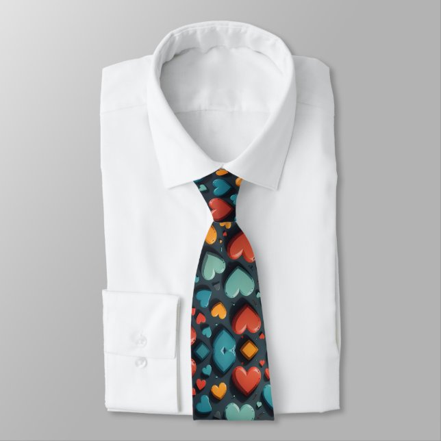 Colourful hearts, Valentine art  Tie (Tied)