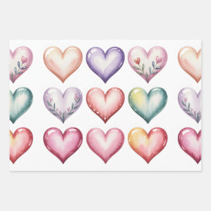 Colourful hearts valentine seamless wrapping paper sheet