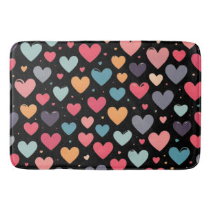 Colourful hearts valentine's day bath mat