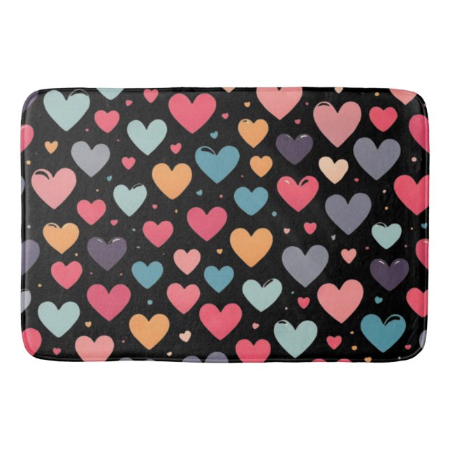Colourful hearts valentine's day  bath mat (Front)