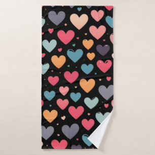 Colourful hearts valentine's day  bath towel