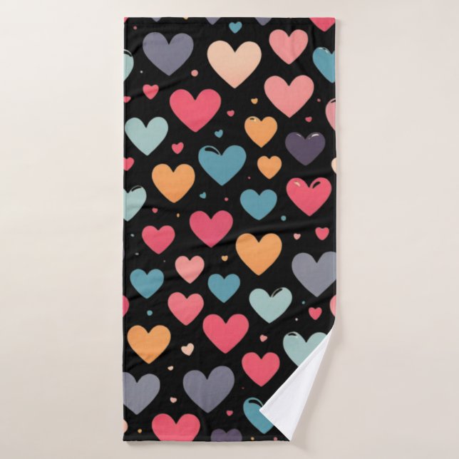 Colourful hearts valentine's day  bath towel (Bath Towel)