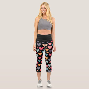 Colourful hearts valentine's day capri leggings
