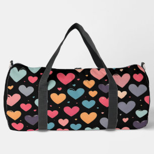 Colourful hearts valentine's day duffle bag