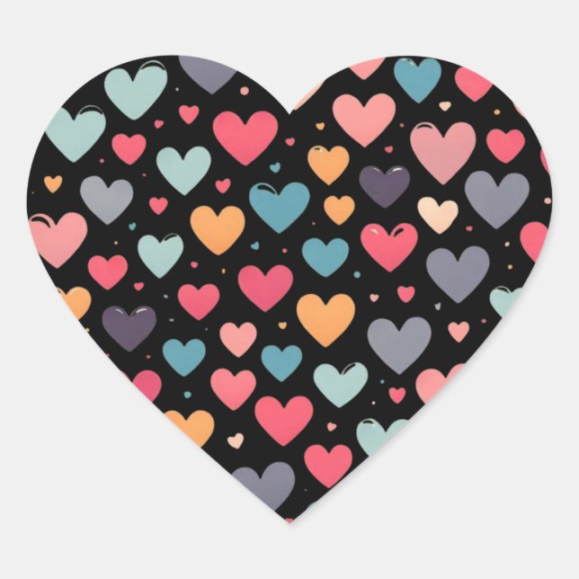 Colourful hearts valentine's day  heart sticker (Front)