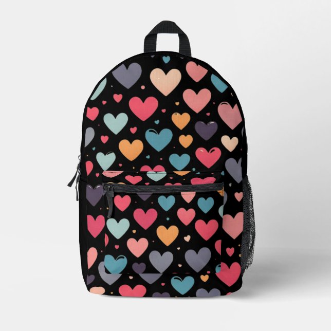 Colourful hearts valentine's day  printed backpack (Front)