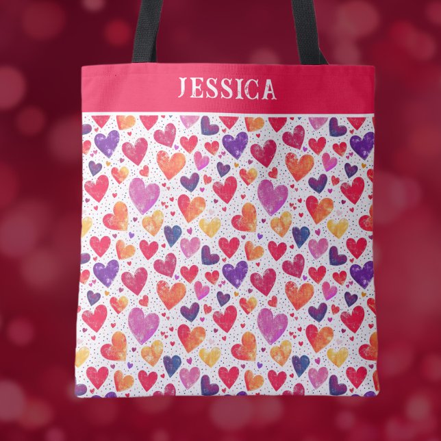Colourful Hearts Valentine's Day Tote Bag (Creator Uploaded)