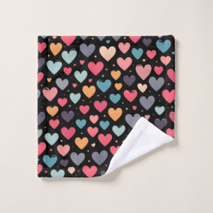 Colourful hearts valentine's day wash cloth