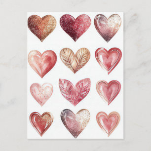 Colourful Hearts  Valentine's Greeting Postcard