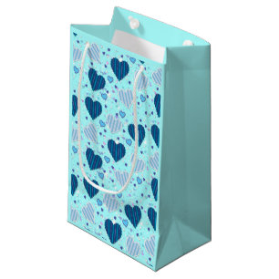Colourful Hearts With Stripes  Small Gift Bag