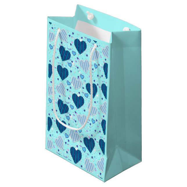 Colourful Hearts With Stripes  Small Gift Bag (Front Angled)