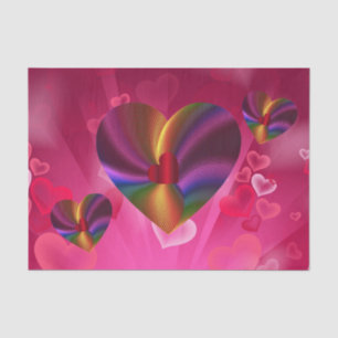 Colourful Hearts Within Hearts Pink Tissue Paper