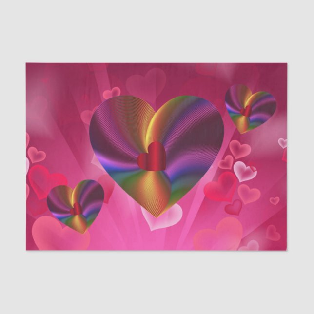 Colourful Hearts Within Hearts Pink Tissue Paper (Front)