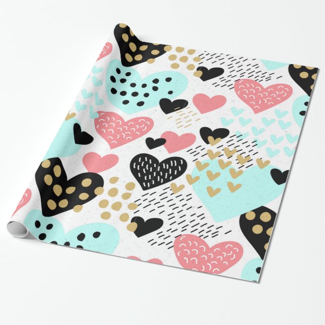 Colourful Hearts Wrapping Paper (Unrolled)