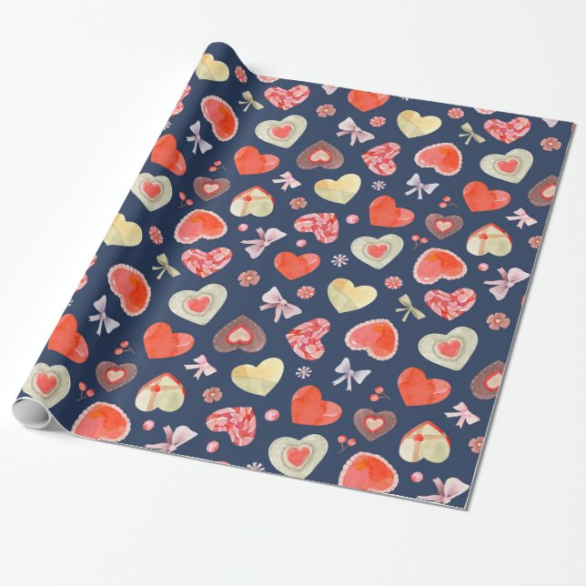 Colourful Hearts  Wrapping Paper (Unrolled)