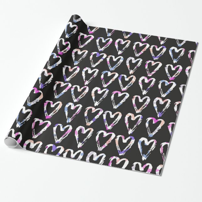 Colourful Hearts Wrapping Paper (Unrolled)