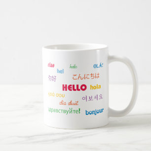 Colourful Hello in Many Languages Coffee Mug