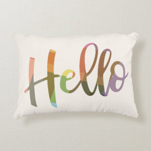 Colourful Hello Modern Script Home Decor Decorative Cushion