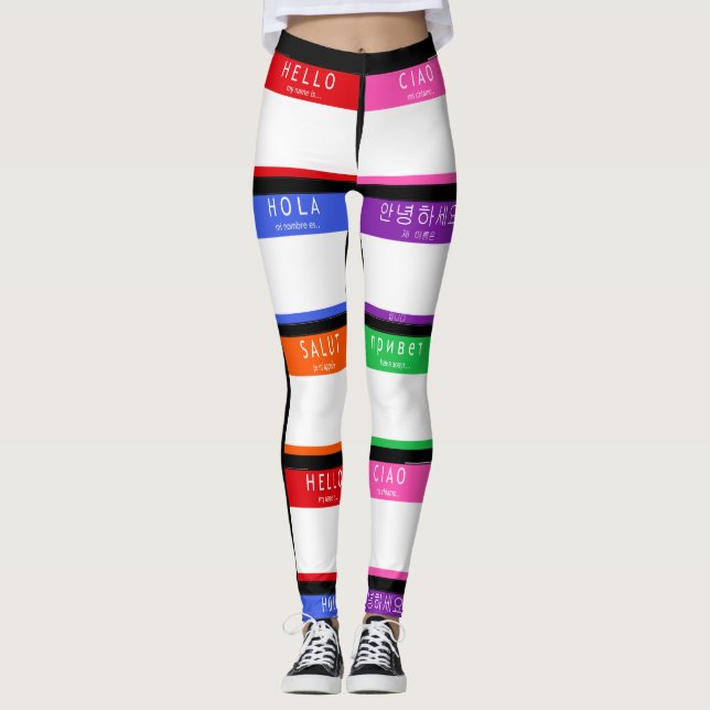 Colourful Hello My Name Is Leggings (Front)