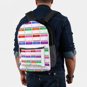 Colourful Hello My Name Is Salut Ciao Hola Backpac Printed Backpack