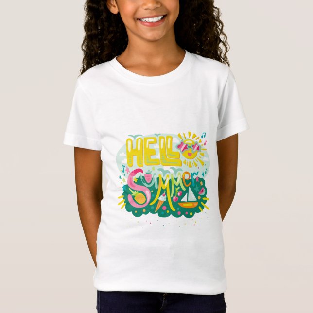 Colourful "Hello Summer" T-Shirt (Front)