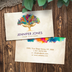 Colourful Helping Hands Tree Business Card
