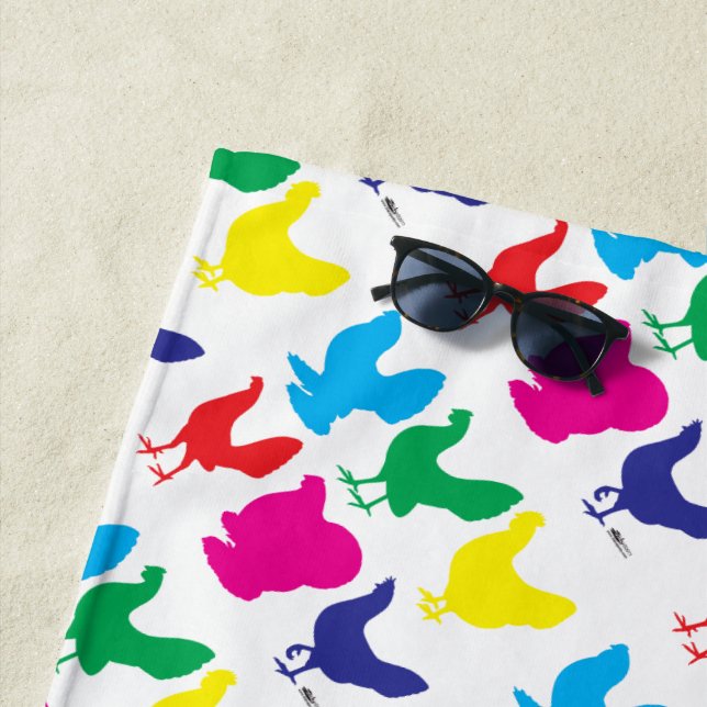 Colourful Hens Beach Towel (In Situ)