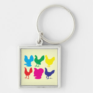 Colourful Hens Key Ring