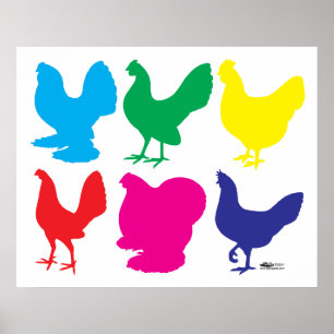 Colourful Hens Poster