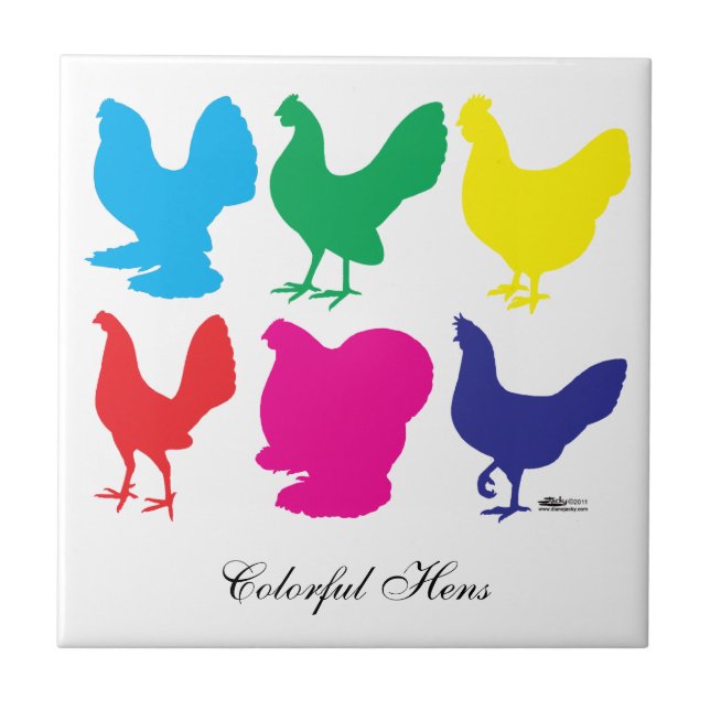 Colourful Hens Tile (Front)