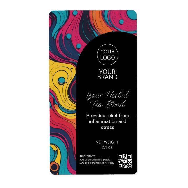 Colourful Herbal Tea Product Labels (Front)