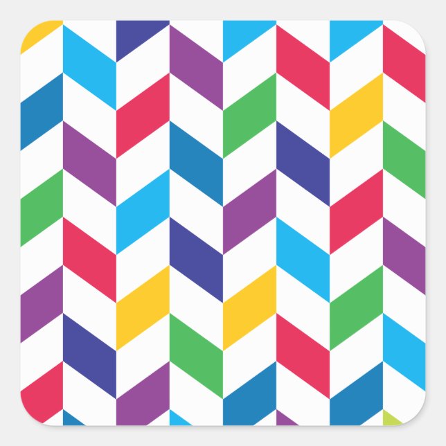 Colourful Herringbone Pattern Square Sticker (Front)