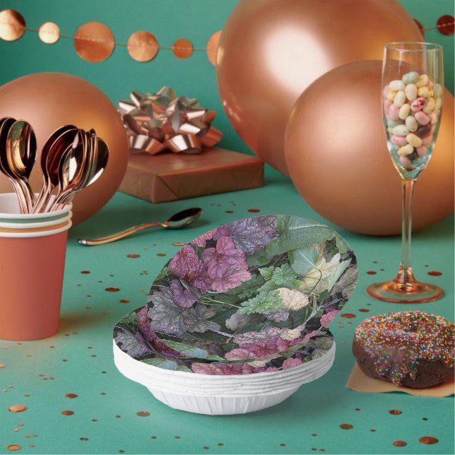 Colourful Heuchera Plant Leaves Botanical Paper Plate (Multi)