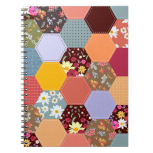 Colourful Hexagon Flowers Quilting Design Notebook