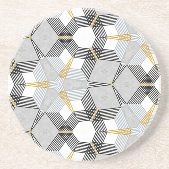 Colourful hexagon square: geometric kaleidoscope. coaster (Front)