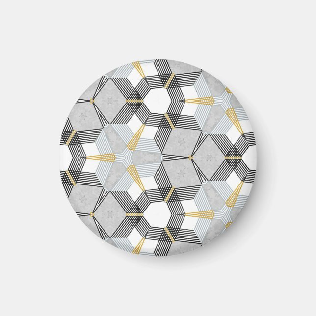 Colourful hexagon square: geometric kaleidoscope. magnet (Front)
