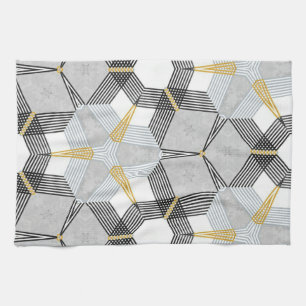 Colourful hexagon square: geometric kaleidoscope. tea towel
