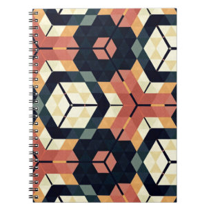 Colourful Hexagon Square Geometric Pattern Notebook