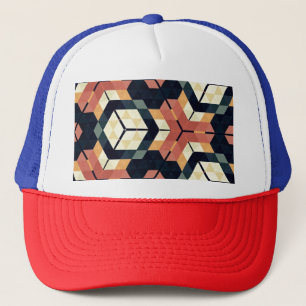 Colourful Hexagon Square Geometric Pattern Trucker Hat