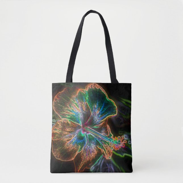 Colourful Hibiscus Abstract Flower Art  Tote Bag (Front)