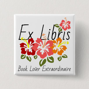 Colourful Hibiscus Book Lover 15 Cm Square Badge