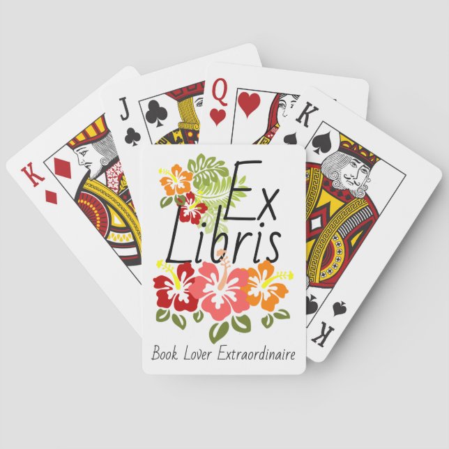 Colourful Hibiscus Book Lover Playing Cards (Back)