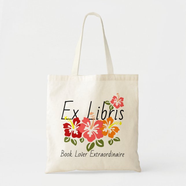Colourful Hibiscus Book Lover Tote Bag (Front)