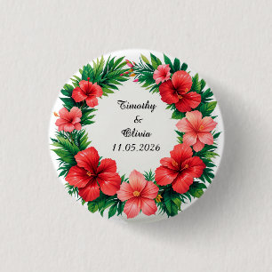 Colourful Hibiscus Floral Frame 3 Cm Round Badge