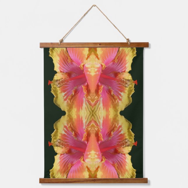 Colourful Hibiscus Flower Close Up Abstract Hanging Tapestry (Front)
