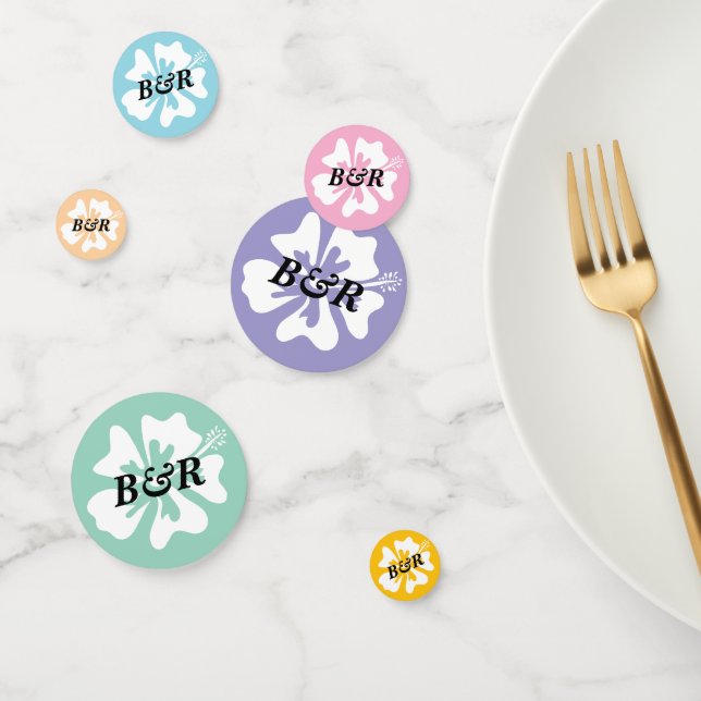 Colourful Hibiscus flower logos personalised Confetti (Group)