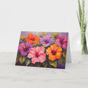 Colourful Hibiscus Flowers  Card