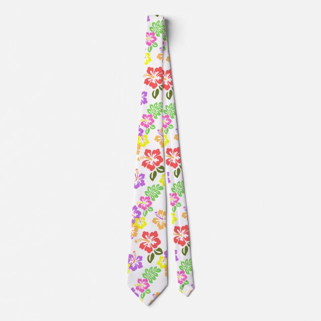 Colourful Hibiscus Flowers in White Tie (Front)